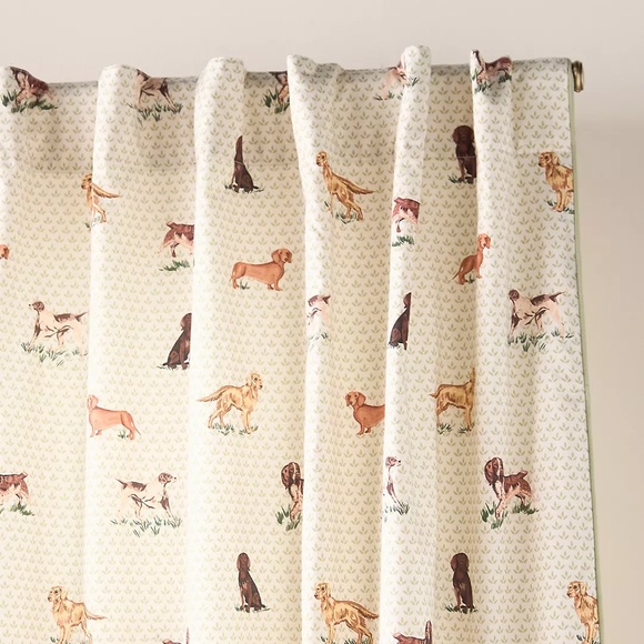 NWT Set of 2 Anthropologie Printed Dog Curtain Panels 96” x 50” Mint - Picture 2 of 2